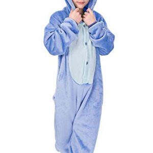 LeaveLive Kids Animal Onesies Halloween Cosplay Costume Pajamas(105#(47-51 inch), kidsblueY)