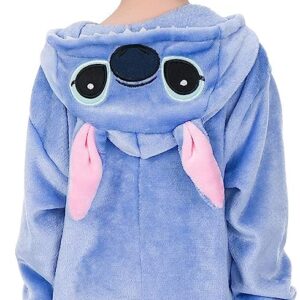 LeaveLive Kids Animal Onesies Halloween Cosplay Costume Pajamas(105#(47-51 inch), kidsblueY)