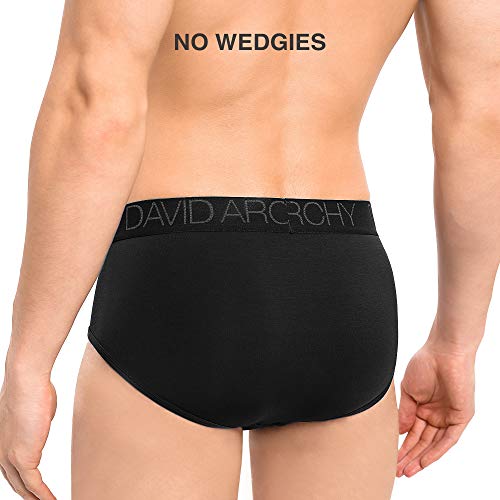 DAVID ARCHY Men's Underwear Bamboo Rayon Breathable Super Soft Comfort Lightweight Pouch Briefs with Fly in 4 Pack (XL, Black/Dark Gray/Navy Blue/Sky Blue - with Fly)