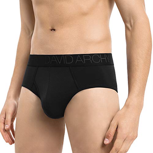 DAVID ARCHY Men's Underwear Bamboo Rayon Breathable Super Soft Comfort Lightweight Pouch Briefs with Fly in 4 Pack (XL, Black/Dark Gray/Navy Blue/Sky Blue - with Fly)
