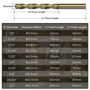 LETON 5/32" M35 Cobalt High Speed Steel HSS Twist Drill Bit for Steel, Iron, Copper, Aluminum, Pack of 10 (4.0mm Diameter)