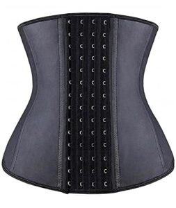 yianna waist trainer for women tummy control corsets hourglass sports girdle body shaper 4 hooks, (size m, black)