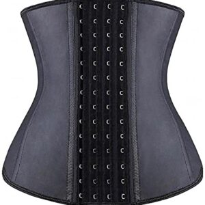 YIANNA Waist Trainer for Women Tummy Control Corsets Hourglass Sports Girdle Body Shaper 4 Hooks, (Size M, Black)