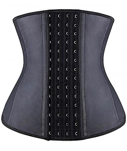 YIANNA Waist Trainer for Women Tummy Control Corsets Hourglass Sports Girdle Body Shaper 4 Hooks, (Size M, Black)