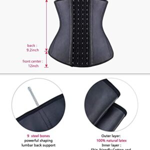 YIANNA Waist Trainer for Women Tummy Control Corsets Hourglass Sports Girdle Body Shaper 4 Hooks, (Size M, Black)