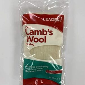 Leader 100% Lambs Wool Padding, Provides Cushioning Comfort and Pain Relief Between Toes, 3/8 oz