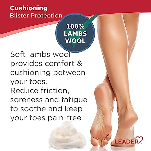 Leader 100% Lambs Wool Padding, Provides Cushioning Comfort and Pain Relief Between Toes, 3/8 oz