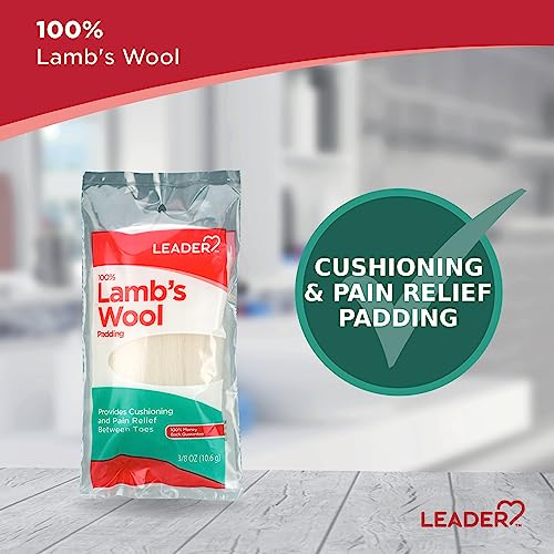 Leader 100% Lambs Wool Padding, Provides Cushioning Comfort and Pain Relief Between Toes, 3/8 oz