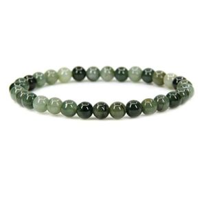 angelstones natural dark green jade gemstone 6mm round beads stretch bracelet 7" unisex