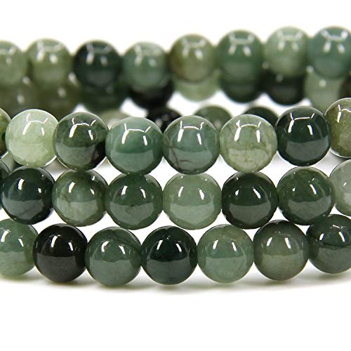 Angelstones Natural Dark Green Jade Gemstone 6mm Round Beads Stretch Bracelet 7" Unisex