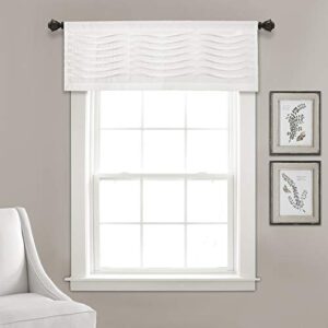 lush decor, 18” x 52”, white wave texture valance | pleated ruffle fold window kitchen curtain (single)