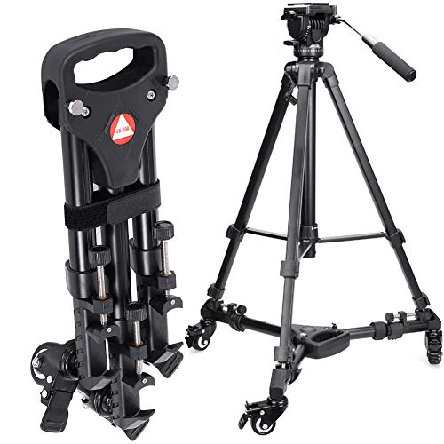 Acouto Tr Dolly with Wheels Heavy Duty VX-600 Foldable Tr Dolly 3 Wheels Stand Pulley Base Universal Camera Photography Professional Aluminium Alloy Tr Dolly Rail Track