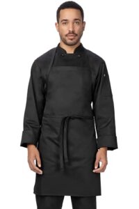 chef works unisex sustainable bib apron, black, one size