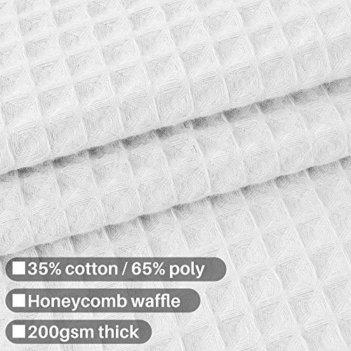 Barossa Design Cotton Blend Shower Curtain Honeycomb Waffle Weave, Soft & Hotel Spa, Washable, White, 72 x 72 inch