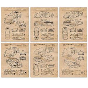 vintage mclaren collection patent prints, 6 (8x10) unframed photos, wall art decor gifts under 20 for home office man cave garage shop college student teacher f1 team car racing champion fans