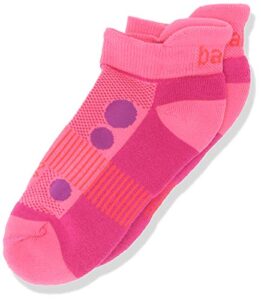 balega hidden cool cushioning performance no show athletic running socks for kids / children (1 pair), watermelon/pink, x-large