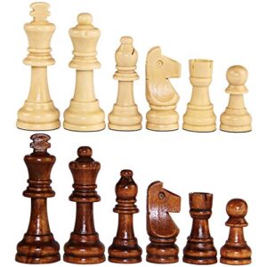 asney wooden chess pieces, tournament staunton wood chessmen pieces only, 3.15” king figures chess game pawns figurine pieces, includes storage bag