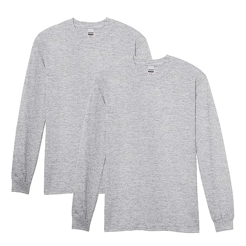 Gildan Men's Heavy Cotton Long Sleeve T-Shirt, Style G5400, 2-Pack, Sport Grey, X-Large