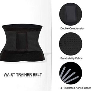 QEESMEI Waist Trainer Belt for Women - Waist Cincher Trimmer - Slimming Body Shaper Sport Girdle Belt, Small Black