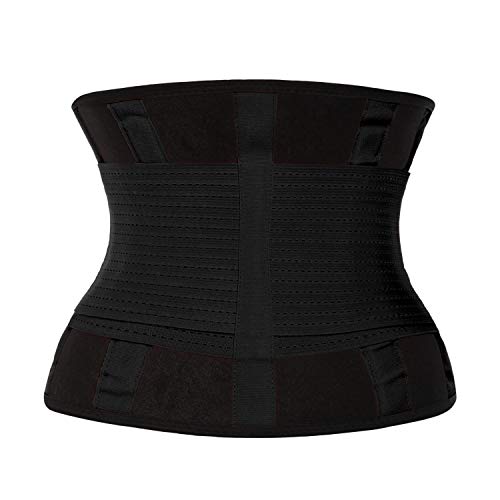 QEESMEI Waist Trainer Belt for Women - Waist Cincher Trimmer - Slimming Body Shaper Sport Girdle Belt, Small Black