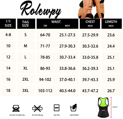 Rolewpy Women Neoprene Waist Trainer Corset Sweat Vest Sauna Body Shaper Cincher Workout Tank Top (Black Sauna Vest, Small （US 4-8）)