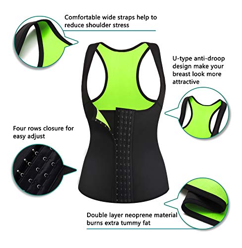 Rolewpy Women Neoprene Waist Trainer Corset Sweat Vest Sauna Body Shaper Cincher Workout Tank Top (Black Sauna Vest, Small （US 4-8）)