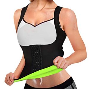 Rolewpy Women Neoprene Waist Trainer Corset Sweat Vest Sauna Body Shaper Cincher Workout Tank Top (Black Sauna Vest, Small （US 4-8）)