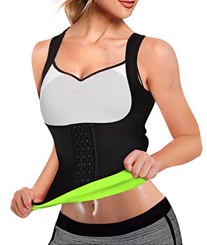 Rolewpy Women Neoprene Waist Trainer Corset Sweat Vest Sauna Body Shaper Cincher Workout Tank Top (Black Sauna Vest, Small （US 4-8）)