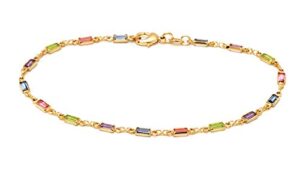 barzel 18k gold plated baguette multi stone crystal bracelet for women- made in brazil