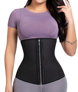 ashlone latex waist trainer corset underbust sport cincher womens workout body shaper black