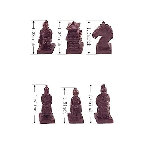 Ireav Retro Terracotta Warriors Chess Set for Kids and Adults Classic Family Board Game with Folding Wooden Chessboard 3D Resin Chess Pieces and Storage Slots (10.23×10.23 inch)