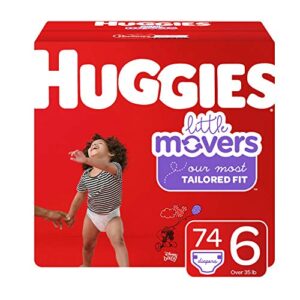 huggies little movers baby diapers, size 6, 74 ct