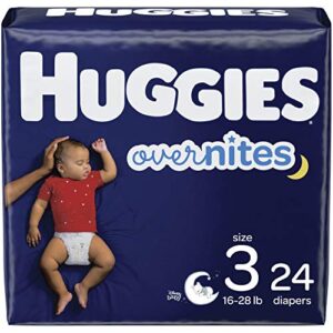 nighttime baby diapers size 3, 24 ct, huggies overnites