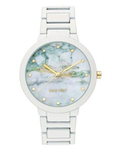 nine west women's nw/2274mawt rubberized white bracelet watch