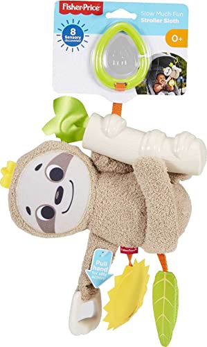 Fisher-Price Baby Toy Slow Much Fun Stroller Sloth With Motion & Sensory Details For Newborn Take-Along Play