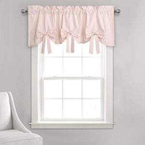 lush decor, blush melody bow window curtain valance, 18" x 52" + 2" header