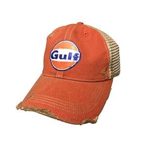 gulf distressed vintage adjustable snapback hat (orange)