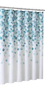 serafina home mineral blue teal modern fabric shower curtain for bathroom: cascading water splash pattern of turquoise, aqua, and white