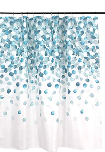 Serafina Home Mineral Blue Teal Modern Fabric Shower Curtain for Bathroom: Cascading Water Splash Pattern of Turquoise, Aqua, and White