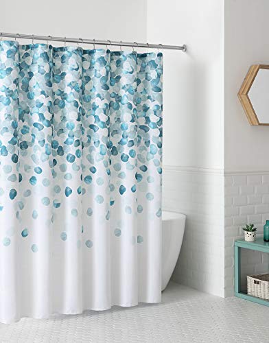 Serafina Home Mineral Blue Teal Modern Fabric Shower Curtain for Bathroom: Cascading Water Splash Pattern of Turquoise, Aqua, and White