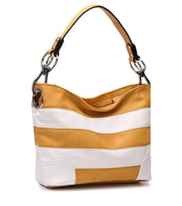 mkf hobo bag for women - pu leather handbag - womens shoulder bag top handle fashion pocketbook purse mustard