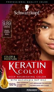 schwarzkopf keratin color, color & moisture permanent hair color cream, 9.89 crimson