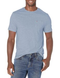 tommy hilfiger mens short sleeve crewneck with pocket t shirt, malaga blue heather, 3x-large us