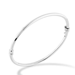 miabella 925 sterling silver italian oval hinged bangle bracelet for women girls, 6.75 to 8 inch, made in italy (large - 8 inches)
