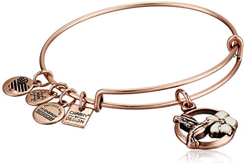 Alex and Ani Tokens Expandable Bangle for Women, Hummingbird Charm, Rafaelian Rose Gold Finish, 2 to 3.5 in