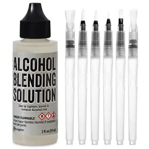 grandproducts art bundles alcohol ink blending solution - ranger blending solution tim holtz 2-ounce, alcohol ink supplies 6 pixiss blending brush pens