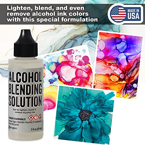 GrandProducts Art Bundles Alcohol Ink Blending Solution - Ranger Blending Solution Tim Holtz 2-Ounce, Alcohol Ink Supplies 6 Pixiss Blending Brush Pens