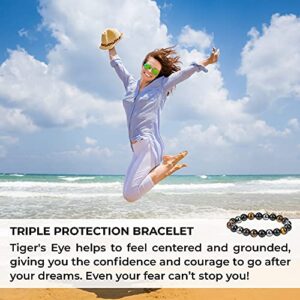 Triple Protection Bracelet - For Protection - Bring Luck And Prosperity - Hematite - Black Obsidian - Tiger Eye - Stone Bracelet