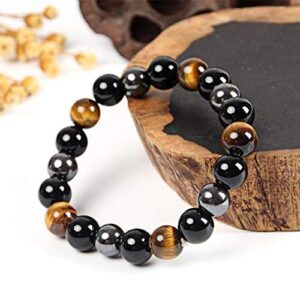 Triple Protection Bracelet - For Protection - Bring Luck And Prosperity - Hematite - Black Obsidian - Tiger Eye - Stone Bracelet