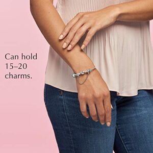 PANDORA Jewelry Moments Heart Clasp Snake Chain Charm Sterling Silver Bracelet, 7.5"